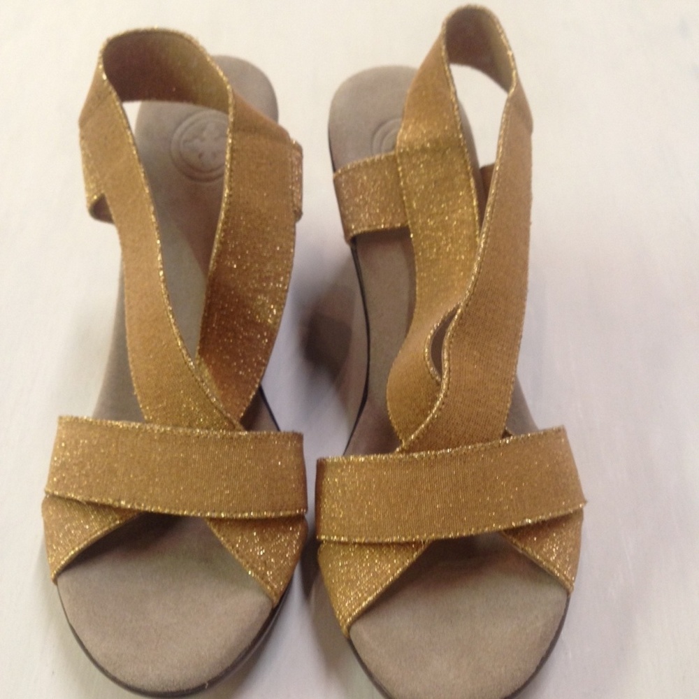 Charleston Shoe Co. Gibbes Metallic Gold Wedges